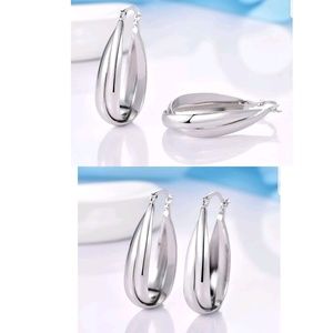 18K White Gold Filled Big Dangle Omega Back